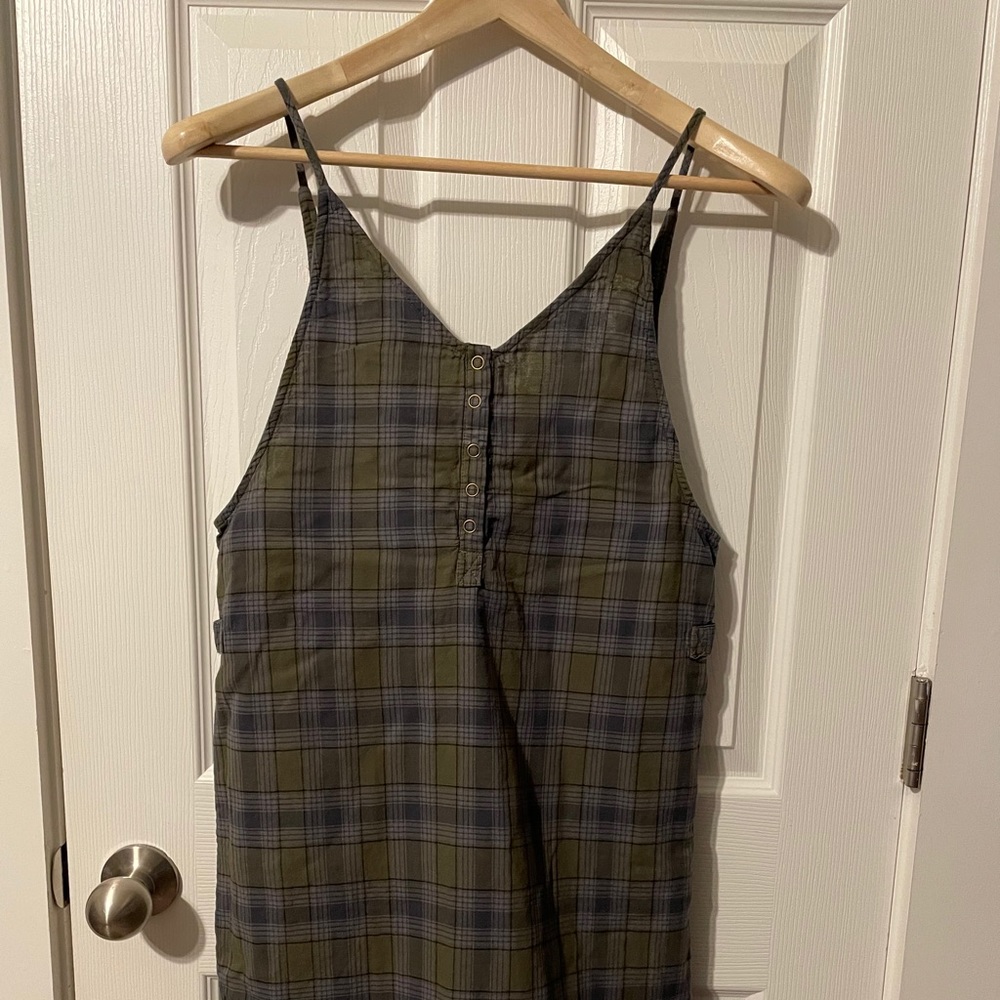 Hurley green plaid tank dress sz XS